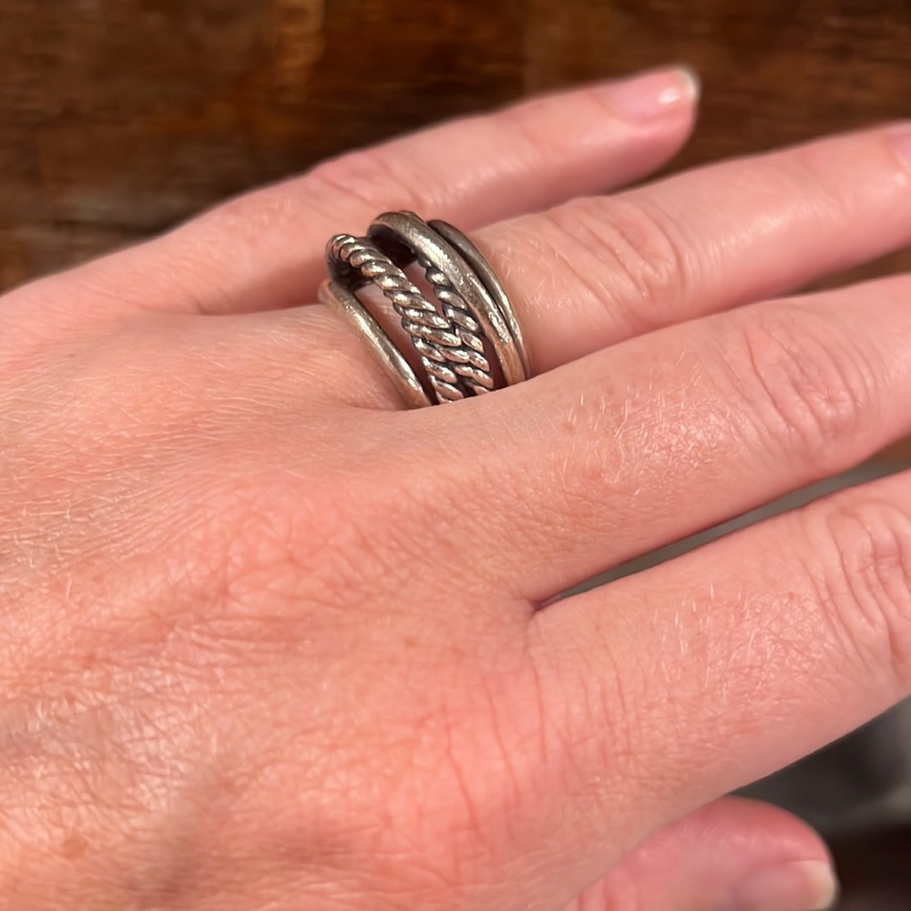 David Yurman crossover ring silver, size 7